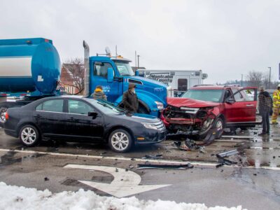 5-vehicle crash shuts down M-57 in Greenville